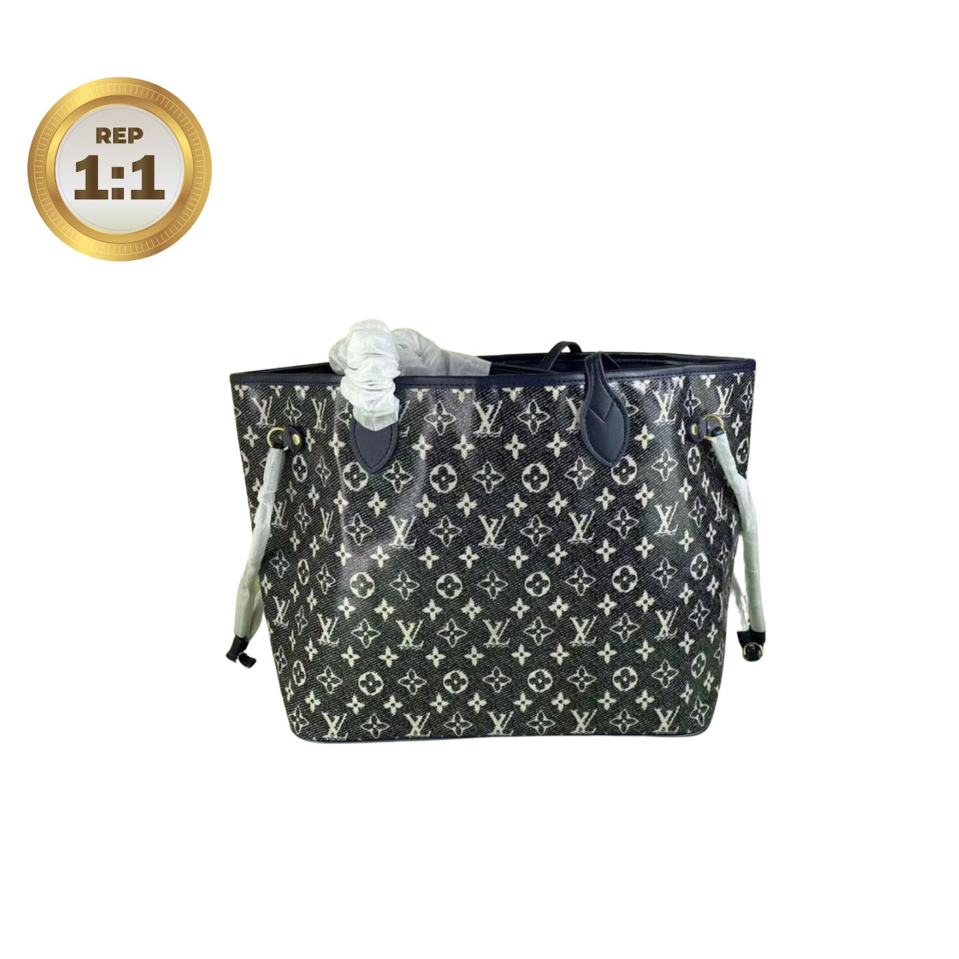 [REP 1:1] Louis Vuitton Neverfull MM Monogram Jacquard Denim Totes Bag Grey For Women 12.2in/31cm